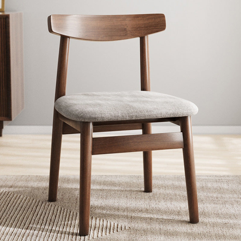 Silla de Comedor Tapizada en Cuero Nappa de Doble Capa Cuadrada Retro Contemporánea con Respaldo Abierto Sin Brazos para Comedor 