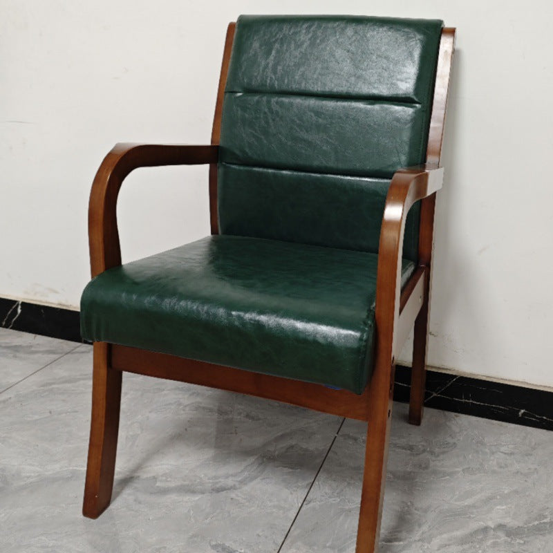 Moderner luxuriöser rechteckiger Stuhl aus Sperrholz und Kautschukholz mit Stoff- und PU-Lederbezug, Rückenlehne und Armlehnen für das Wohnzimmer 