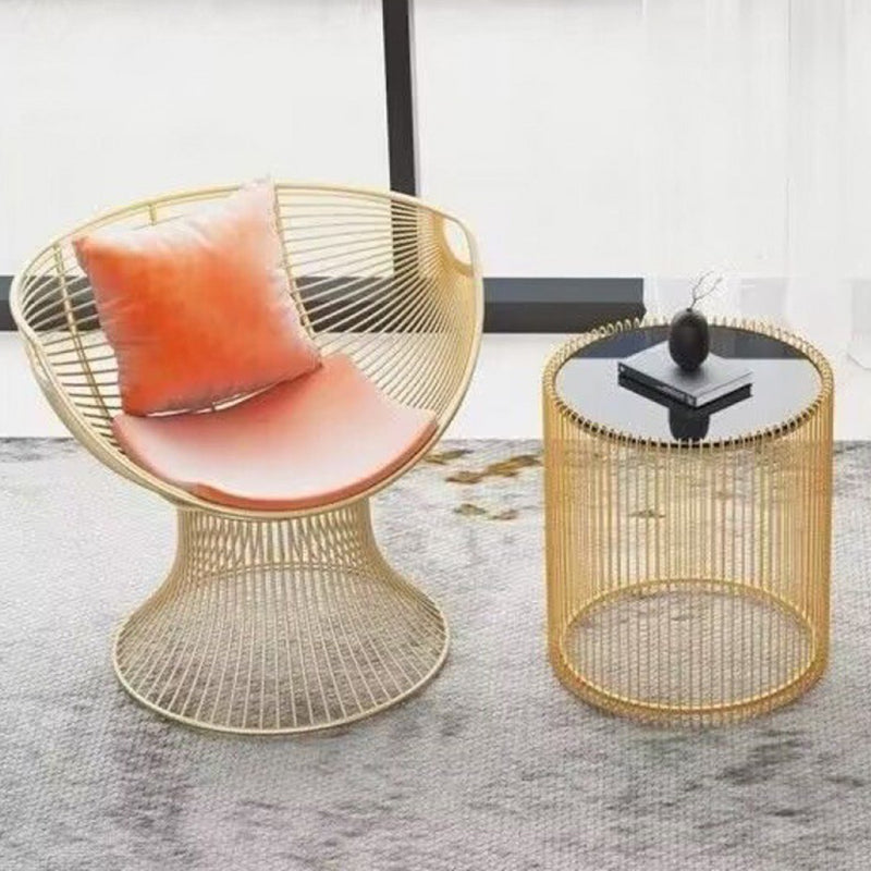 Modern Luxury Oval Curved Upholstered Iron Velvet Chair For Living Room