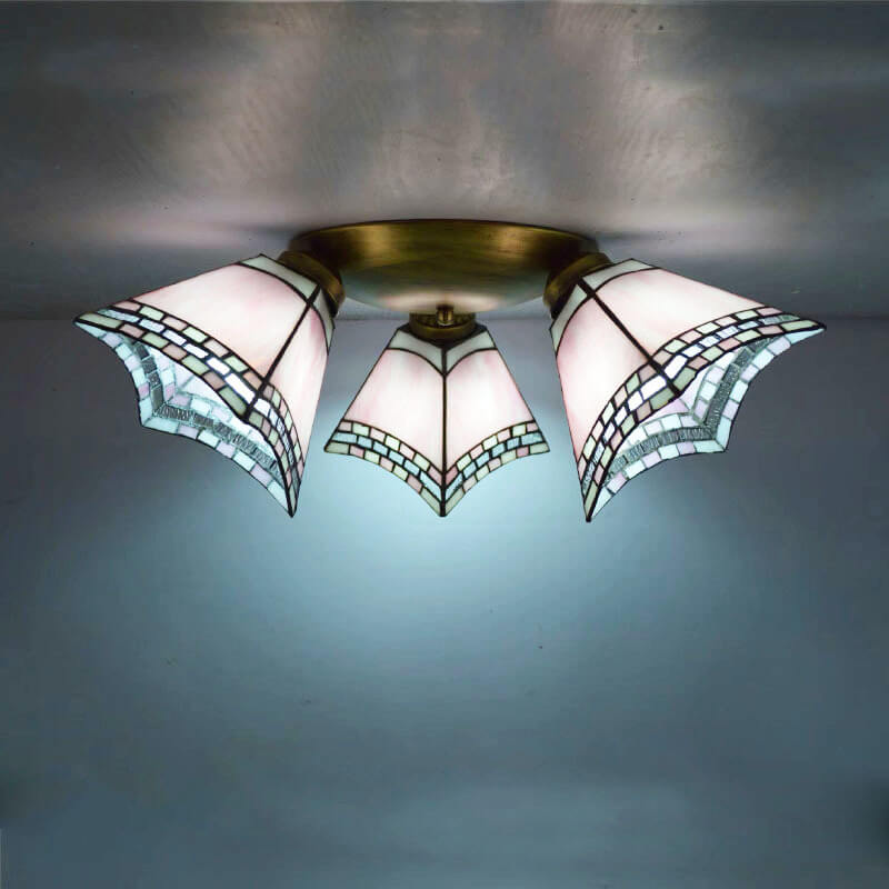 Éclairage semi-encastré à 3 lumières avec corne en verre teinté Tiffany Light Luxury 