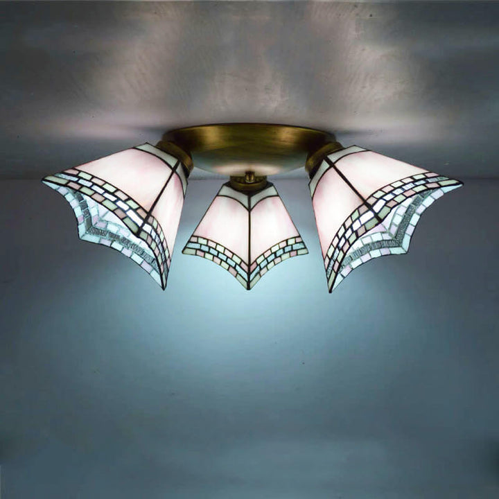 Éclairage semi-encastré à 3 lumières avec corne en verre teinté Tiffany Light Luxury 