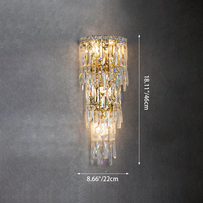 Contemporary Luxury Crystal Tassel Half Post 1-Light Wall Sconce Lamp For Living Room