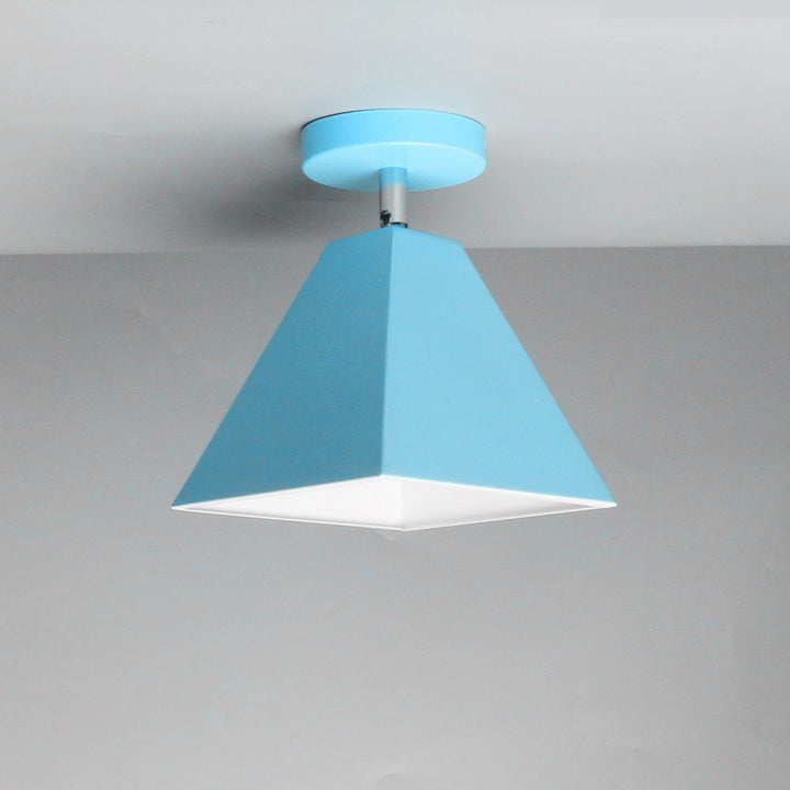 Contemporary Creative Trapezoid Iron 1-Light Semi-Flush Mount Ceiling Light For Living Room