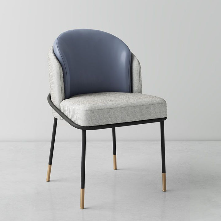 Contemporary Nordic PU Leather Fabric Iron Sponge Square Wraparound Dining Chair Backrest For Living Room