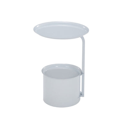 Table d'appoint moderne minimaliste ronde en fer avec plateau en pierre - 1 rangement pour salon 