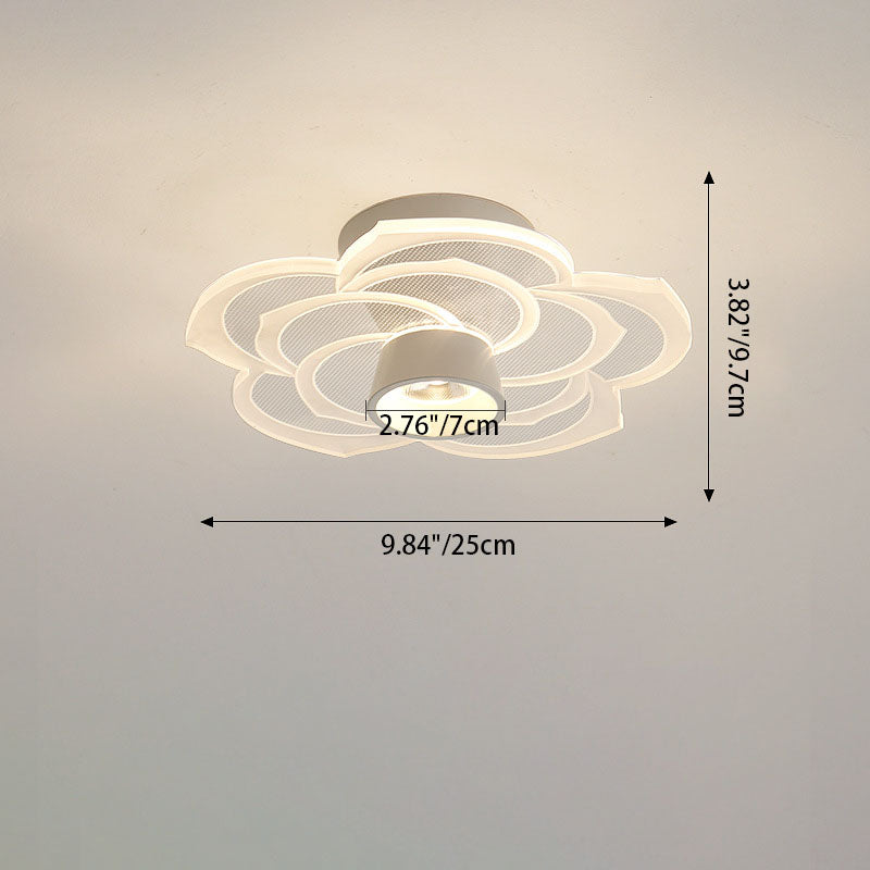 Modern Minimalist Round Rose Flower Iron Acrylic LED Flush Mount Ceiling Light For Living Room