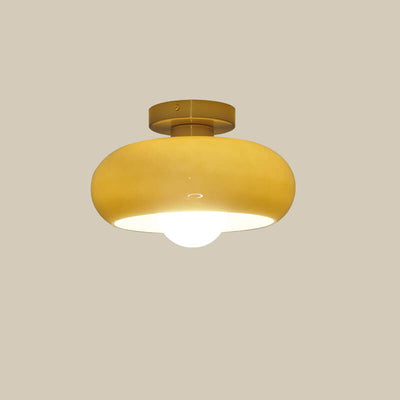 Modern Minimalist Iron Round 1-Light Semi-Flush Mount Ceiling Light