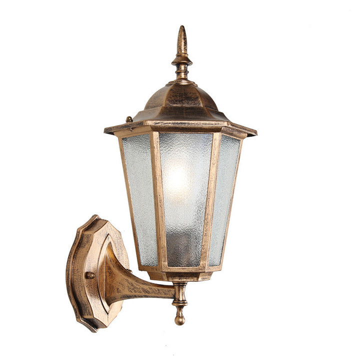 Zeitgenössische industrielle sechseckige Aluminiumrahmen Milchglas 1-Licht Außenwandleuchte Lampe für Garten 