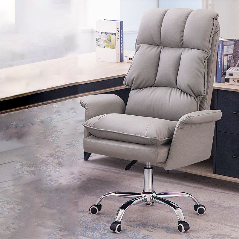 Moderner minimalistischer quadratischer rechteckiger PU-Leder-Edelstahl-Schreibtischstuhl mit Rückenlehne und Armlehne für das Home Office 