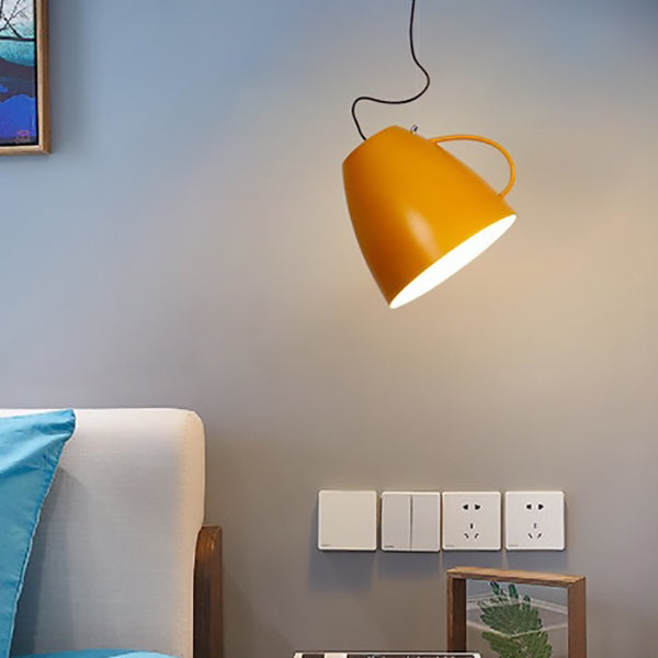 Contemporary Nordic Cup Shape Aluminum 1-Light Pendant Light For Living Room