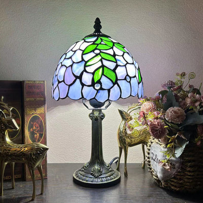 Traditionelle Tiffany Legierung Glas Dome Blume 1-Licht Tischlampe für Nachttisch 