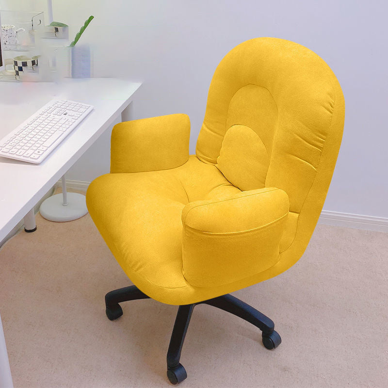 Zeitgenössischer skandinavischer gebogener quadratischer Baumwoll-Leinen-Nylon-Schreibtischstuhl mit Rückenlehne und Armlehne für das Home Office 