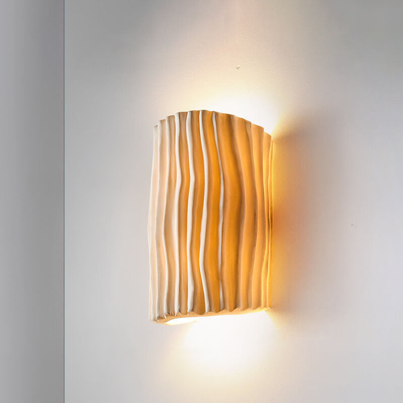 Contemporary Nordic Resin Striped Half Cylinder 2-Light Wall Sconce Lamp for Living Room