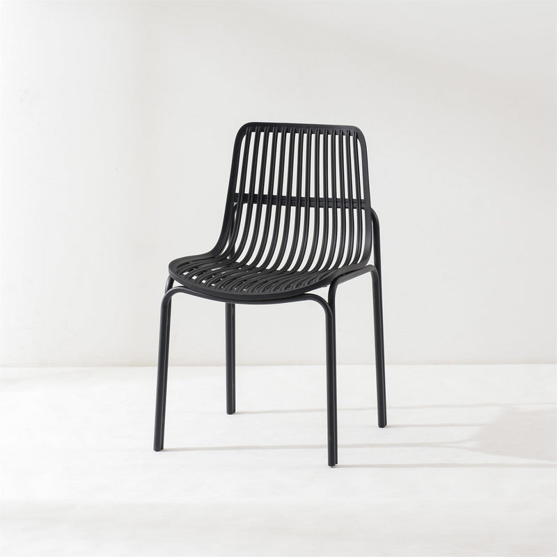 Moderna Minimalista Silla de Comedor con Respaldo Cuadrado de Plástico y Metal para Comedor 