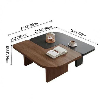 Mesa Auxiliar Rectangular Tradicional Japonesa de Pino de 1 Nivel para Sala de Estar 