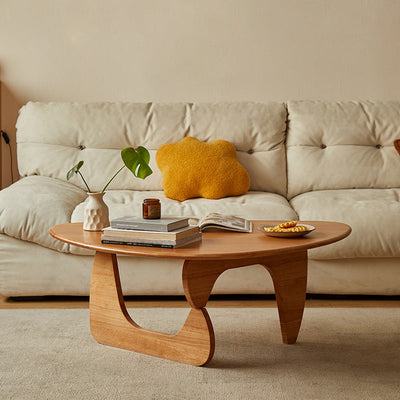 Traditional Vintage Triangle Round Edge Solid Wood Coffee Table For Living Room