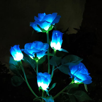 Solar Simple Silk Rose LED Outdoor Lawn Decorative Ground Plug Light