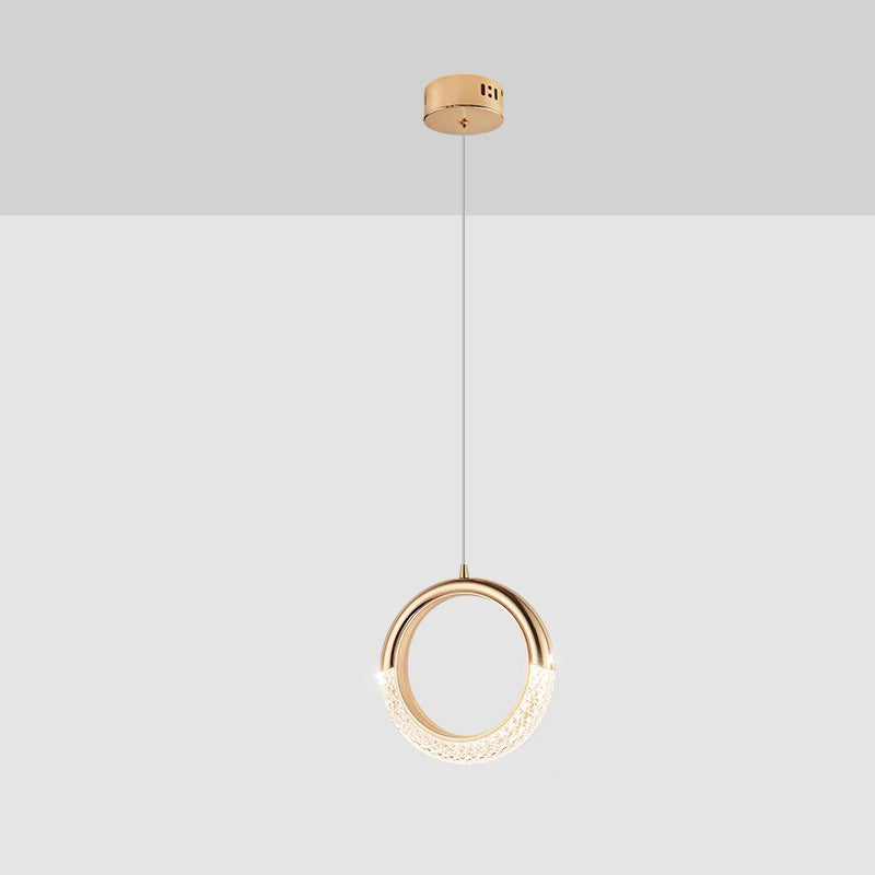 Contemporary Scandinavian Moon Circle Alloy PMMA LED Pendant Light For Bedroom