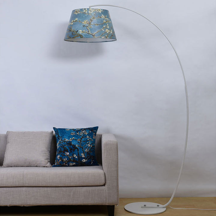 Lámpara de pie moderna de lujo ligero de hierro forjado con cilindro curvado de 1 luz 