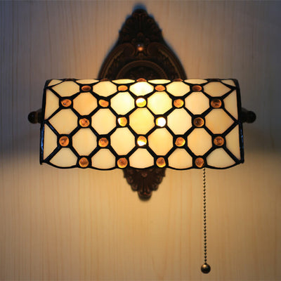 Tiffany Lucite Beads Stained Glass 1-Light Wall Sconce Lamp