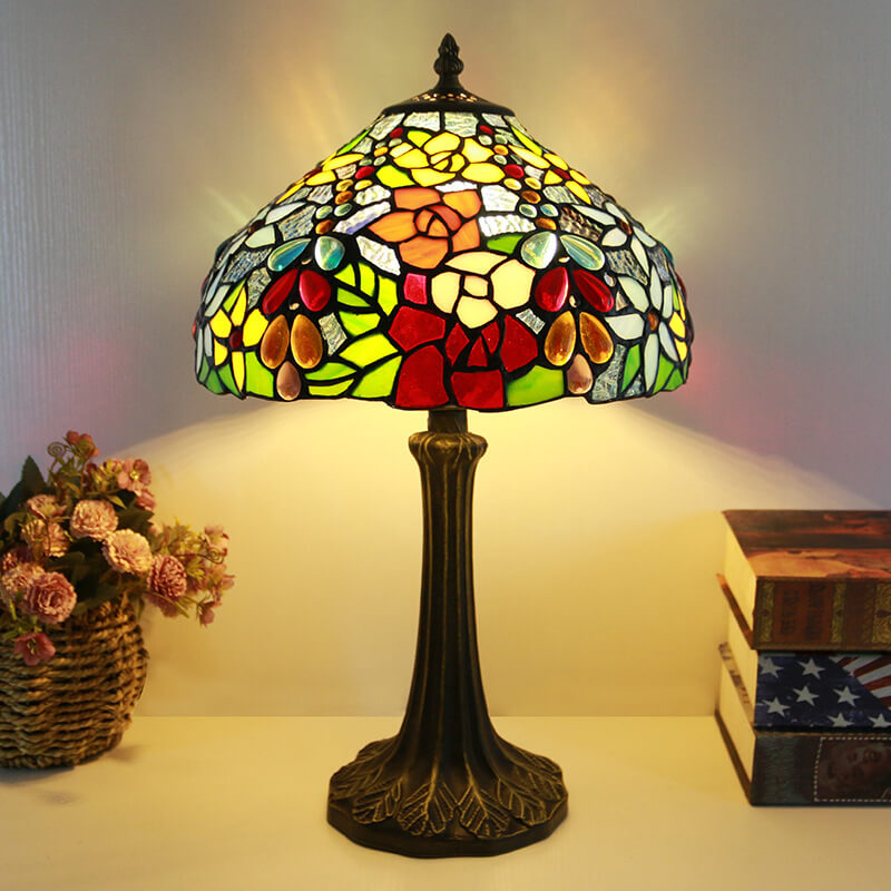 Traditionelle Tiffany Buntglas Kuppel Hardware Basis 1-Licht Tischlampe für Home Office 