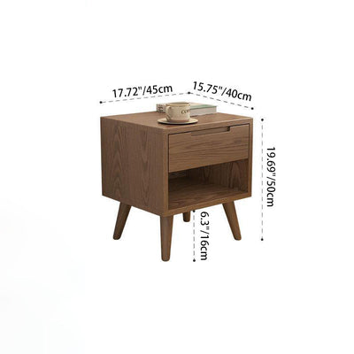 Table de nuit carrée en bois de caoutchouc moderne avec 1/2 tiroir pour chevet 