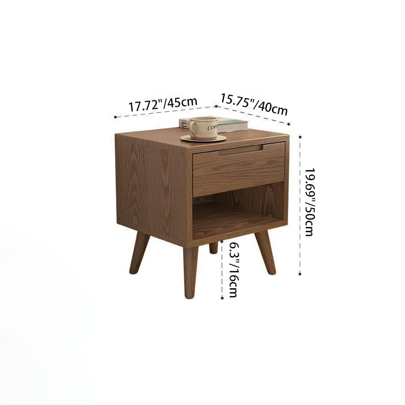 Table de nuit carrée en bois de caoutchouc moderne avec 1/2 tiroir pour chevet 
