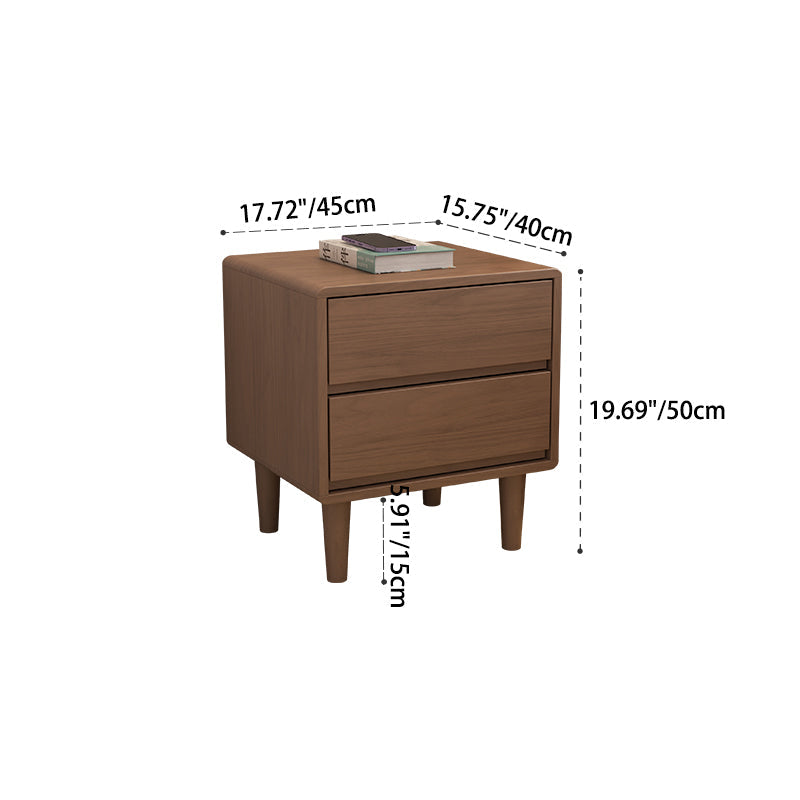 Table de nuit en bois de caoutchouc carré cubique rectangulaire moderne avec 1/2 tiroir pour chevet 