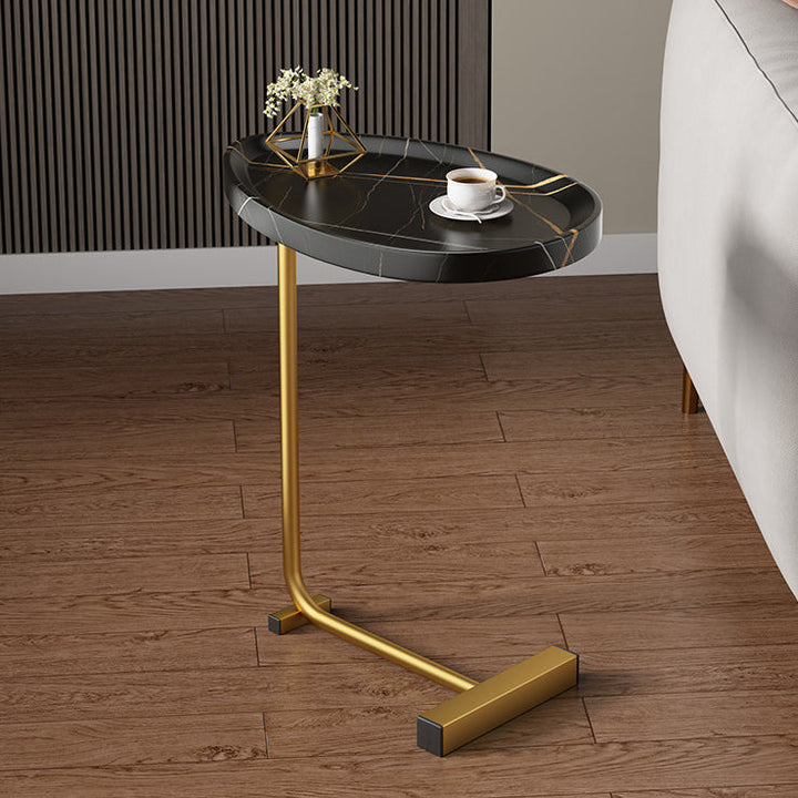 Modern Minimalist Water Drops Oval Medium-Density Fiberboard Iron End Table For Living Room