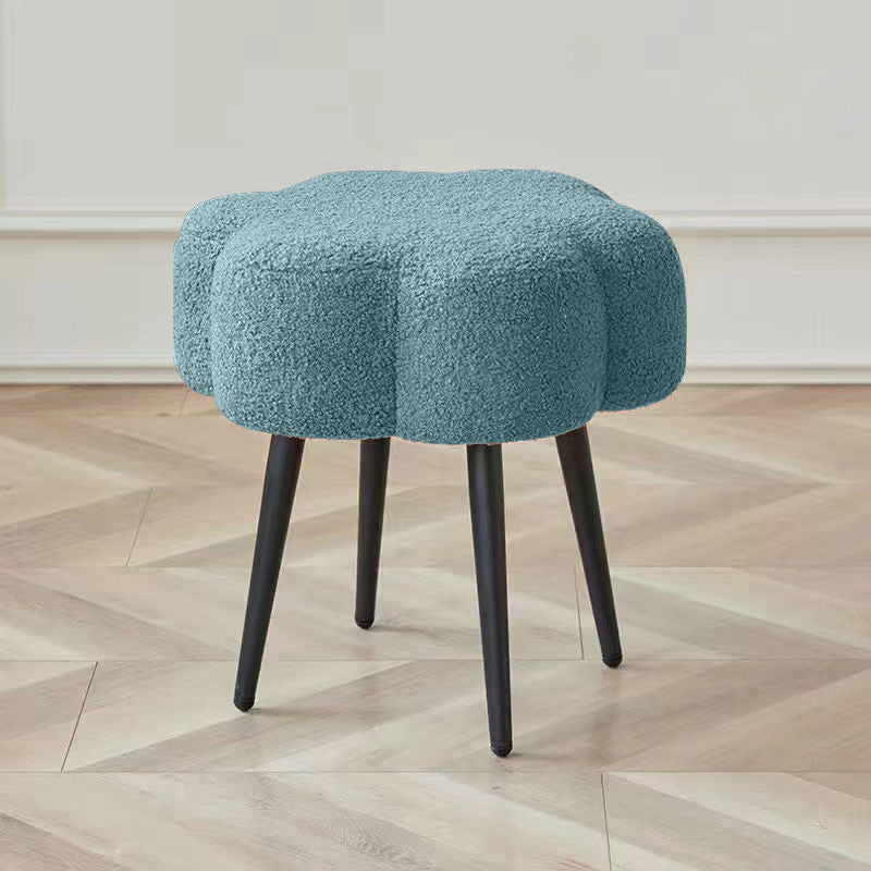 Modern Minimalist Cloud Sherpa Fabric Iron Vanity Stool For Bedroom