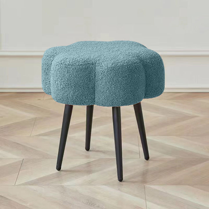 Modern Minimalist Cloud Sherpa Fabric Iron Vanity Stool For Bedroom