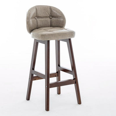 Moderner minimalistischer quadratischer Holz-Leder-Schaum-Barhocker mit vier Beinen und Rückenlehne für das Esszimmer 