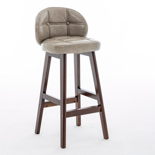 Moderner minimalistischer quadratischer Holz-Leder-Schaum-Barhocker mit vier Beinen und Rückenlehne für das Esszimmer 