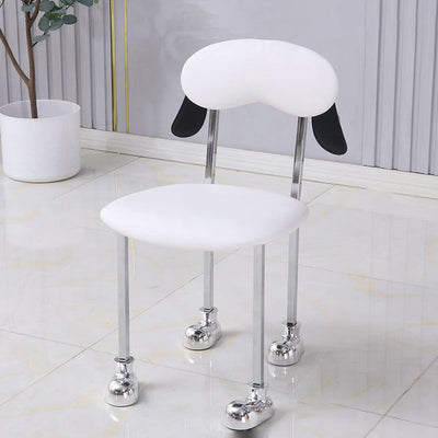 現代的なクリエイティブな子犬の形をしたベルベット張りのステンレススチールフレームの椅子、オープンバック、アームレス、リビングルーム用 