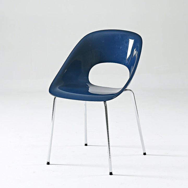 Silla de comedor contemporánea y creativa con respaldo cuadrado calado de plástico y hierro para comedor 
