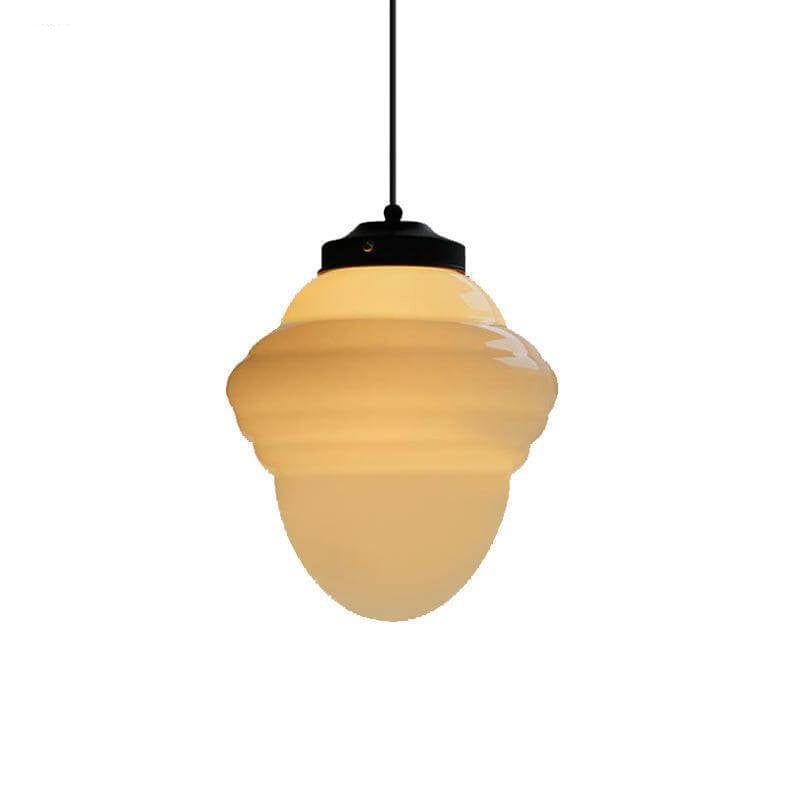 Traditional European White Hardware Glass Geometric Jar 1-Light Pendant Light For Living Room