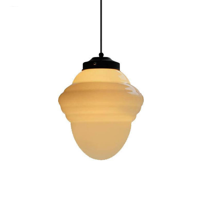 Traditional European White Hardware Glass Geometric Jar 1-Light Pendant Light For Living Room