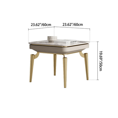 Modern Luxury Clover Round Pandora Slate Stainless Steel Side Table 4-Leg For Living Room