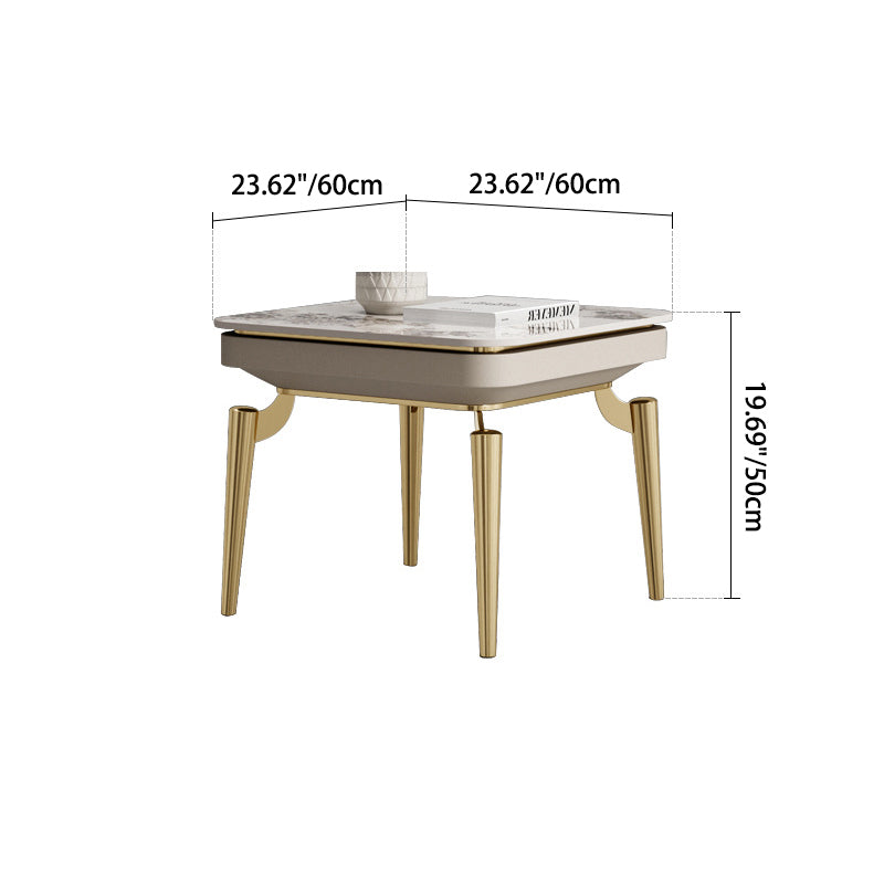 Modern Luxury Clover Round Pandora Slate Stainless Steel Side Table 4-Leg For Living Room