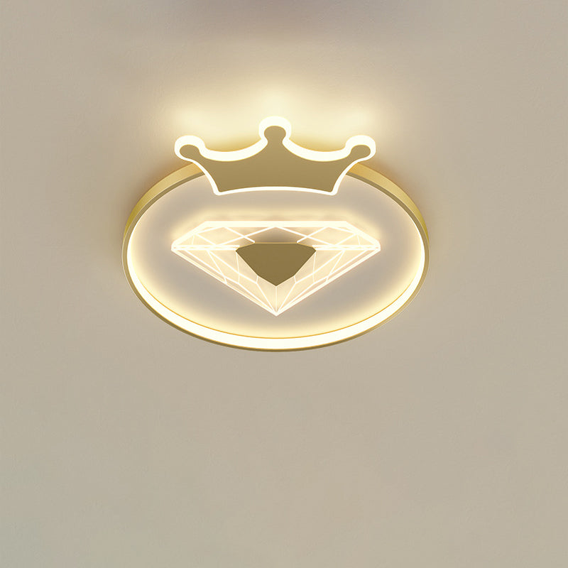 Moderne Art Deco Crown Diamant Runde Acryl Eisen LED Unterputz Deckenleuchte Für Schlafzimmer 