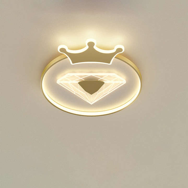 Moderne Art Deco Crown Diamant Runde Acryl Eisen LED Unterputz Deckenleuchte Für Schlafzimmer 