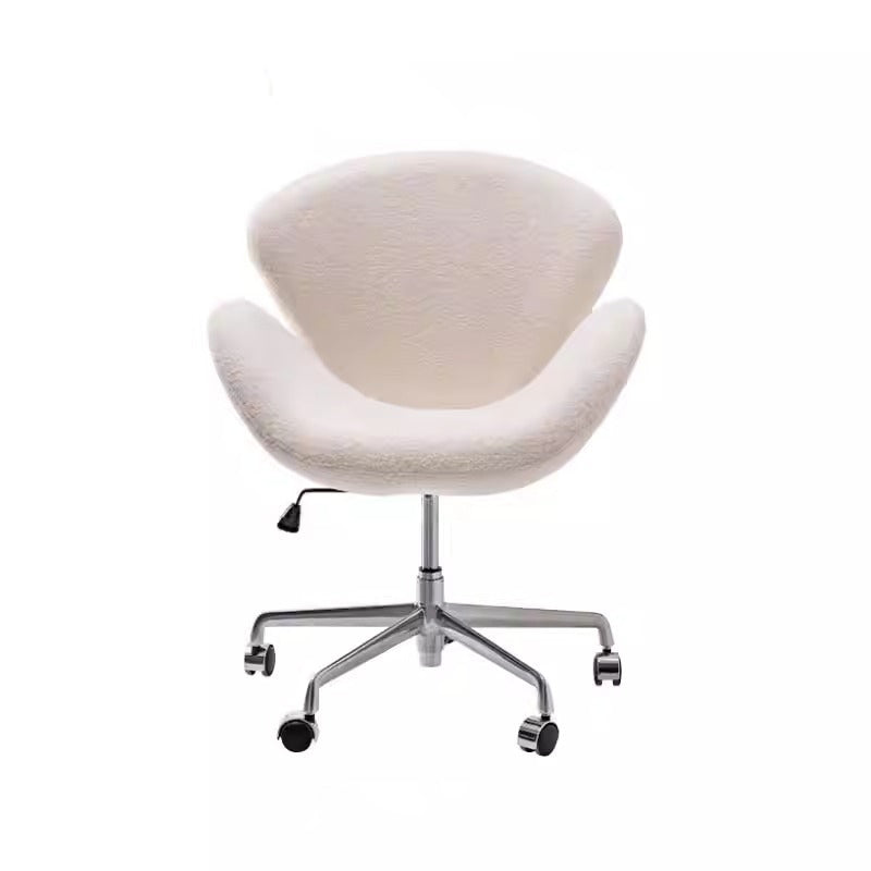 Moderner minimalistischer umwickelter gepolsterter Flanell-Lammfell-Beweglicher Schreibtischstuhl Rückenlehne Armlehne für das Home Office 
