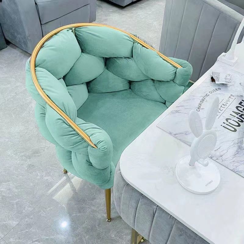 Modern Minimalist U-Shaped Metal Velvet Vanity Stool 4-Legs Backrest A BulbSquare Modern Minimalist U-Shaped Metal Velvet Vanity Stool 4-Legs Backrest A BulbSquare