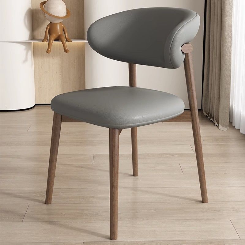 Moderna silla de comedor sin brazos de cuero nappa cuadrado nórdico contemporáneo con marco de metal para comedor 