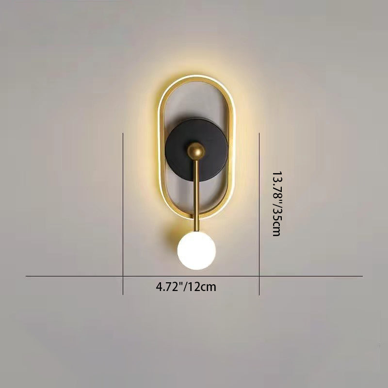 مصباح حائط LED من الألومنيوم الحديدي البيضاوي المستدير المربع البسيط الحديث لغرفة النوم 