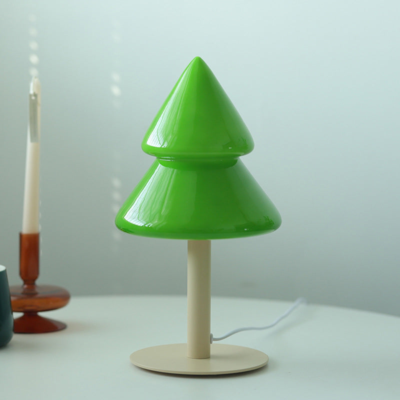 Modern Art Deco Iron Glass Christmas Tree LED Table Lamp For Bedroom