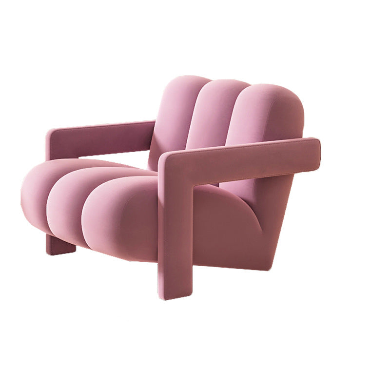 Sillón individual contemporáneo escandinavo de terciopelo y tejido sherpa con madera y espuma, con respaldo y reposabrazos, para sala de estar 