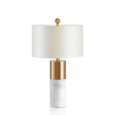 Contemporary Nordic Marble Cylinder 1-Light Table Lamp For Bedroom