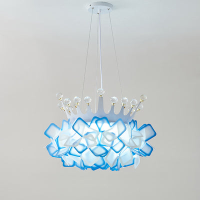Zeitgenössische kreative Hardware Crown Decor PVC Petal Shade LED Pendelleuchte für Wohnzimmer 