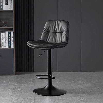 Taburete de barra con respaldo contemporáneo nórdico base redonda cojín rectangular cuero nappa espuma estructura de metal para comedor 